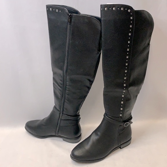 Rialto Ferrell Studded Black Over the Knee Boots - Picture 3 of 6
